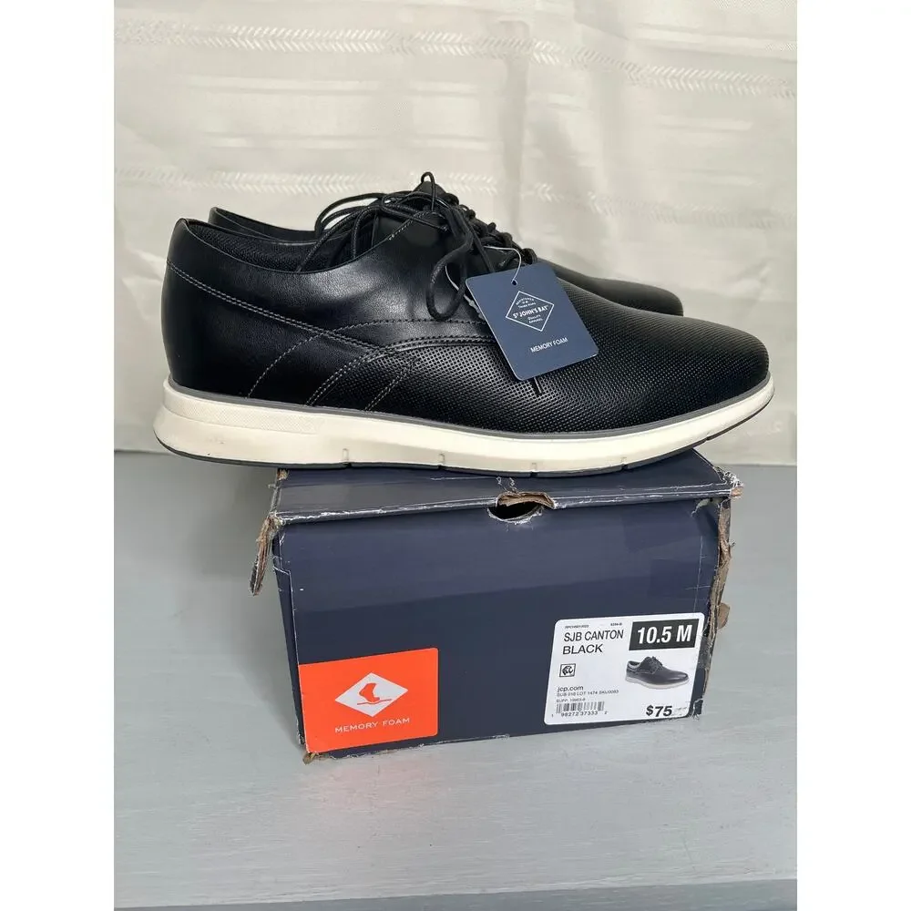 St. John's Bay Canton Mens Oxford Dress Shoes Black Size 10.5M Lace-Up NEW
